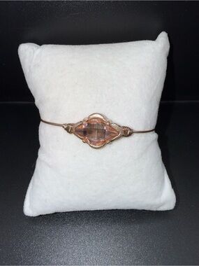 Bella Canvas Rose Gold Wire Bangle with Pink Crystal